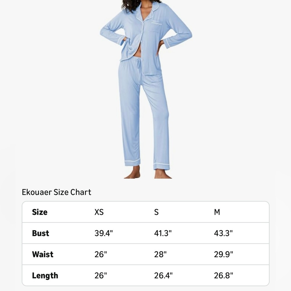 Ekouaer Women's Long Sleeve Sleepwear/SIZE:S/Light Blue/NWT - Picture 8 of 9